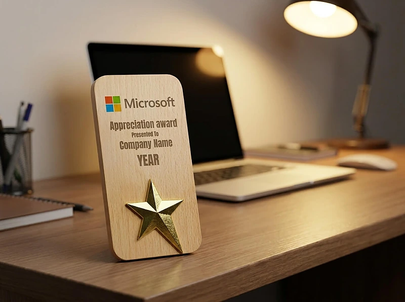 Wooden Trophy with Gold Star