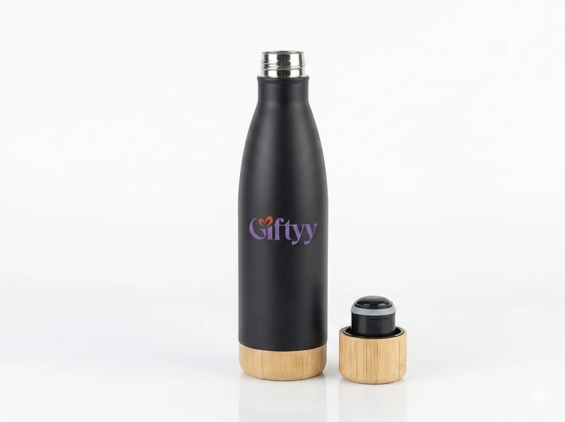 Insulated Bottle With Bamboo Lid And Base