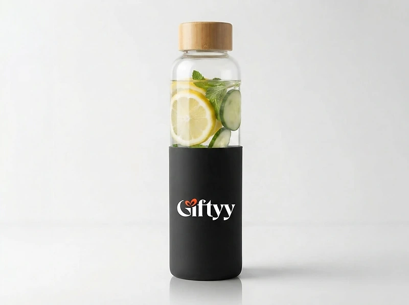 Bamboo Lid Glass Bottle With Silicon Case