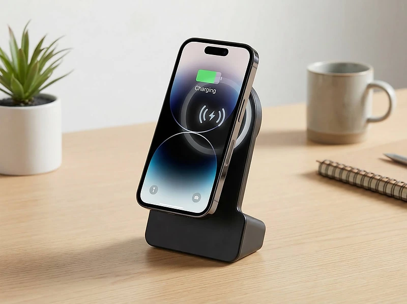 Magnetic Phone Stand with 15W Wireless Charging and Remote Shutter