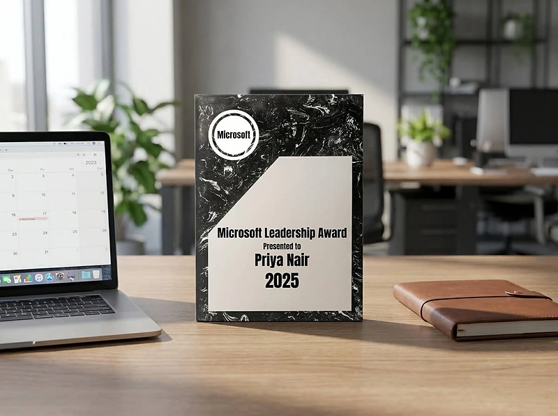 Black Stone Plaque Award with Metal Plate