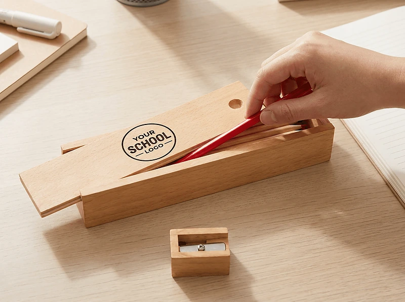 Pencil Box with 12 pencils and sharpner ruler