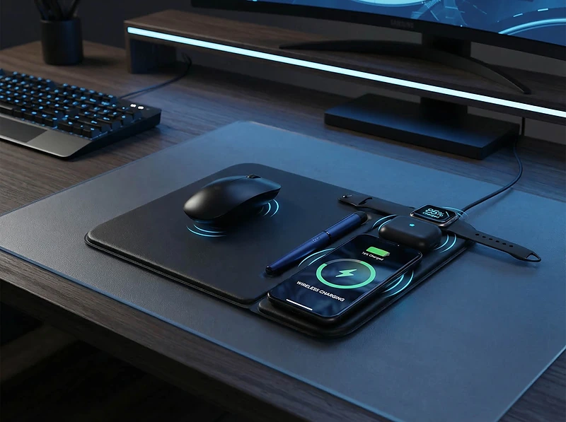 3-in-1 MagSafe Mousepad with Wireless Charging for Mobile Devices