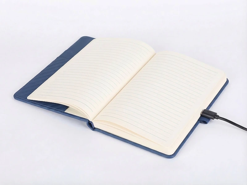 A5 Notebook with Wireless Charger and Debossed Design