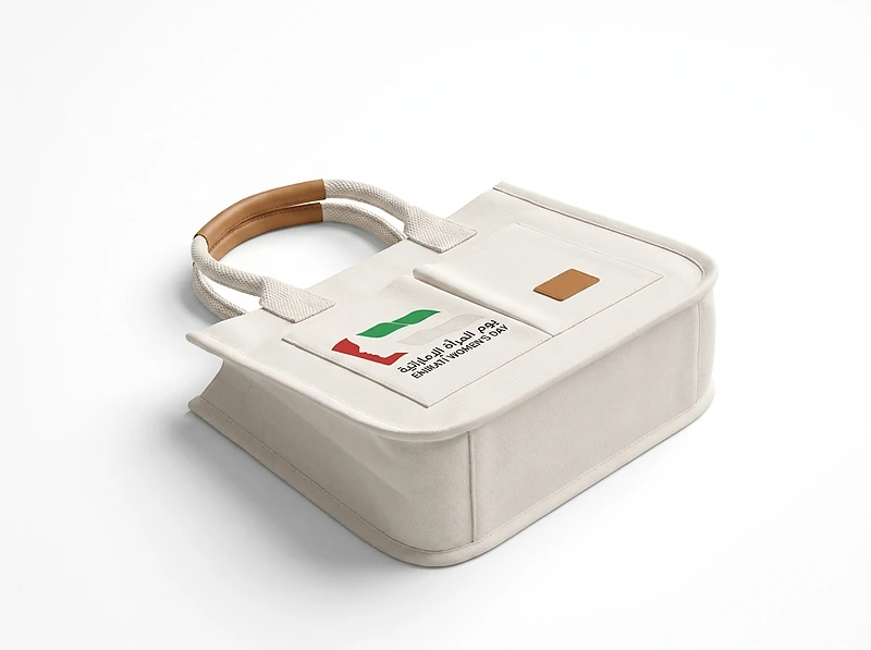 Laminated Canvas Tote with Leather Handles in UAE