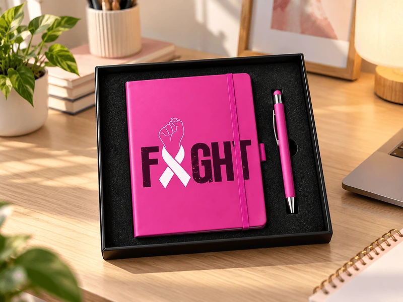 Breast Cancer Awareness Pink Notebook & Stylus Pen Giftset in UAE