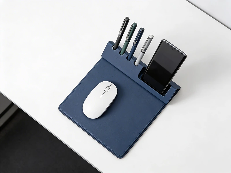 10W Fast Charging Wireless Mouse Pad with Bamboo Desktop Organizer