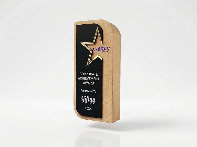 Wooden Trophy adorned with a golden star