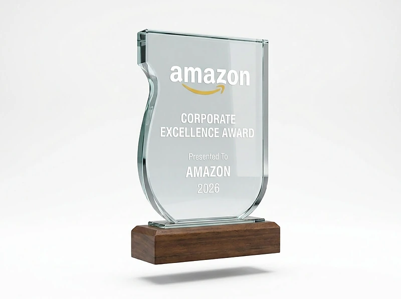 Crystal Glass Award With Wooden Base