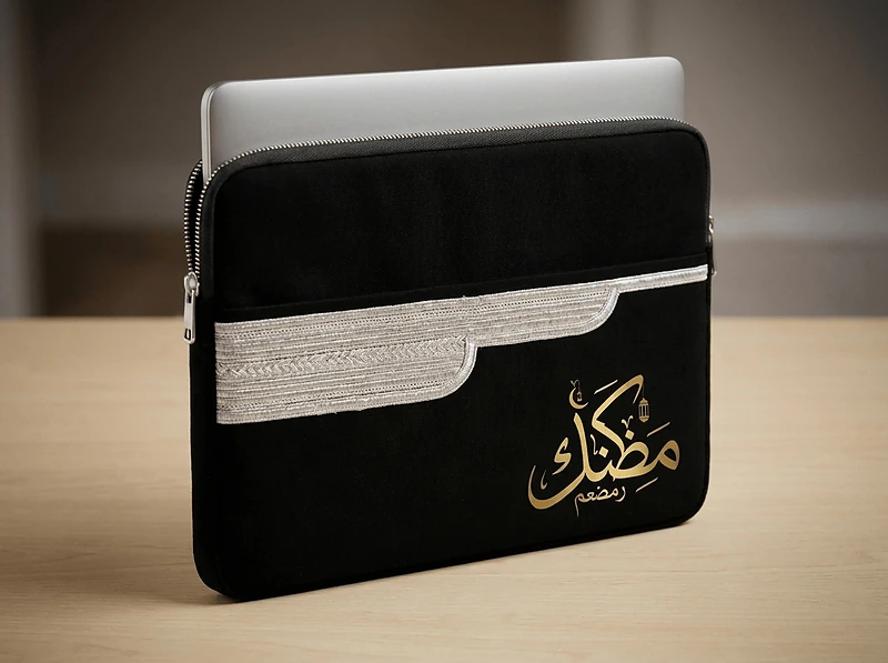 Laptop Sleeve Zipper Pouch with Tassel – Arabic Bisht Embroidery