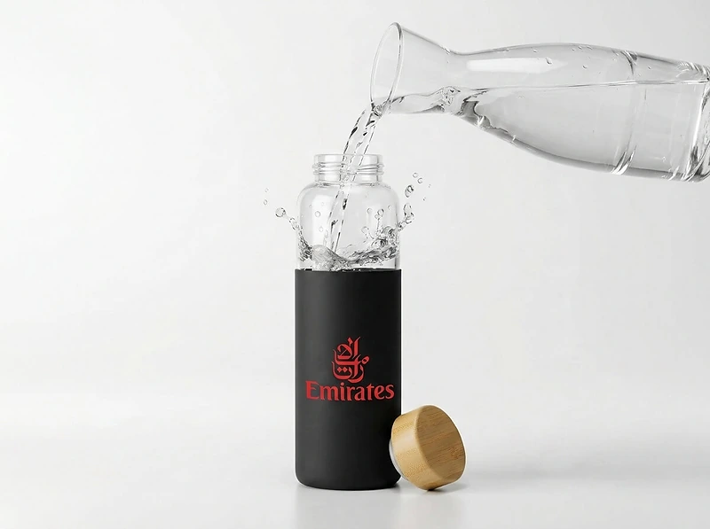 Bamboo Lid Glass Bottle With Silicon Case