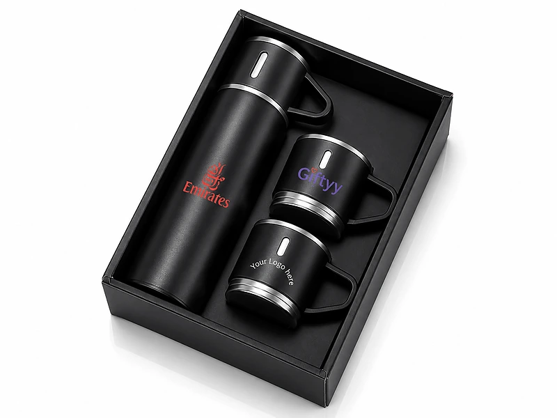 Family Set of Vacuum Flask & Two Cups