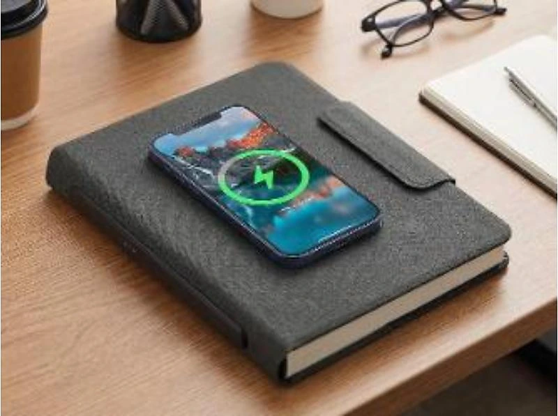 A5 Notebook Organizer with Power Bank, USB & MagSafe Charging