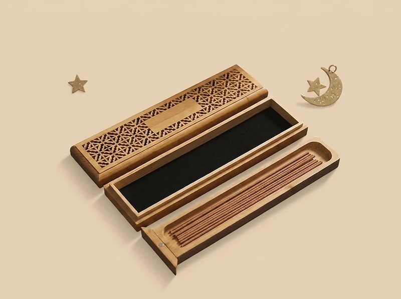 Bakhoor Burner with Bamboo Storage Box