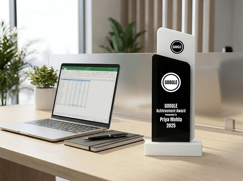 Black and White Crystal Trophy