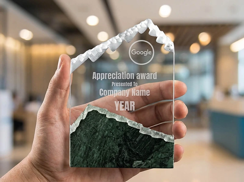 Mountain Shaped Crystal & Marble Awards in the Box
