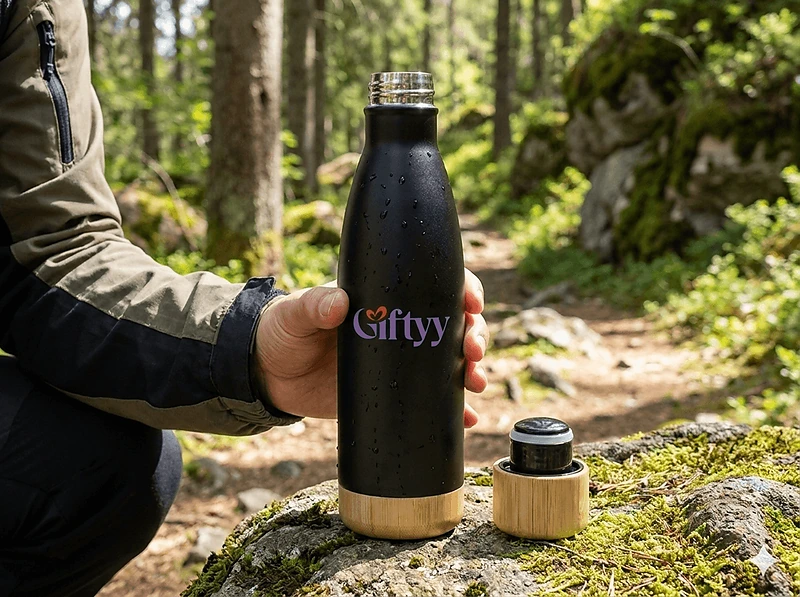 Insulated Bottle With Bamboo Lid And Base