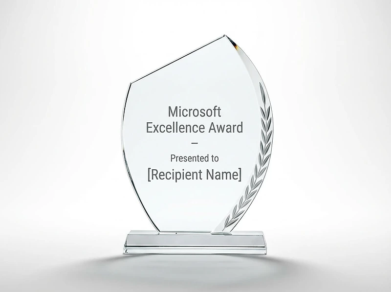 Crystal Awards with Engraved Leaf Design