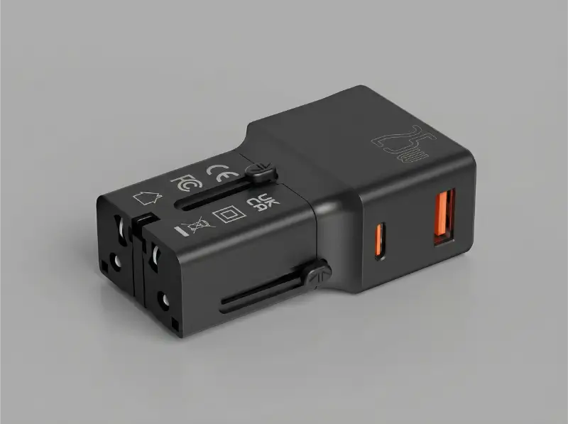 25W Mini Travel Charger With Dual USB-C & USB-A Ports