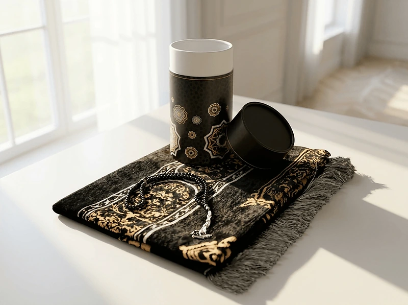 Prayer Mat with Tasbih in Tubular Box