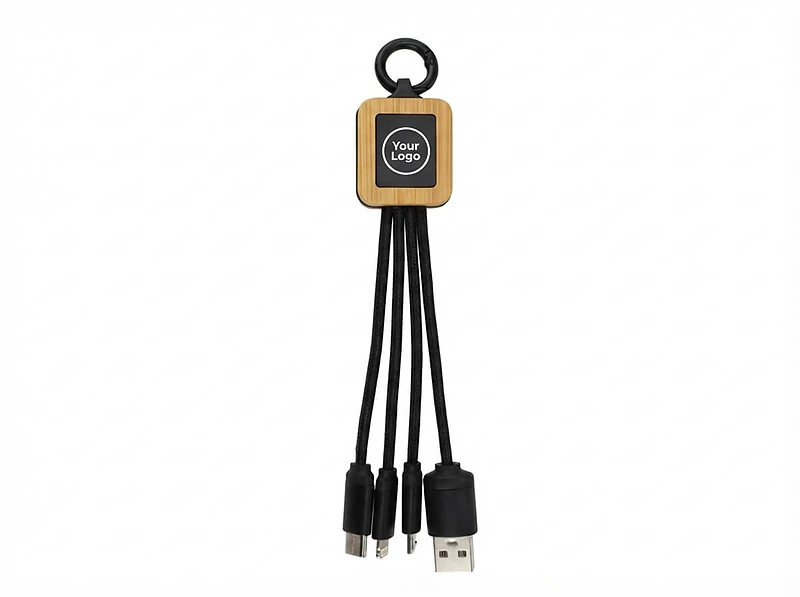 Bamboo Light-Up Logo Multi-Charging Cable Type-C