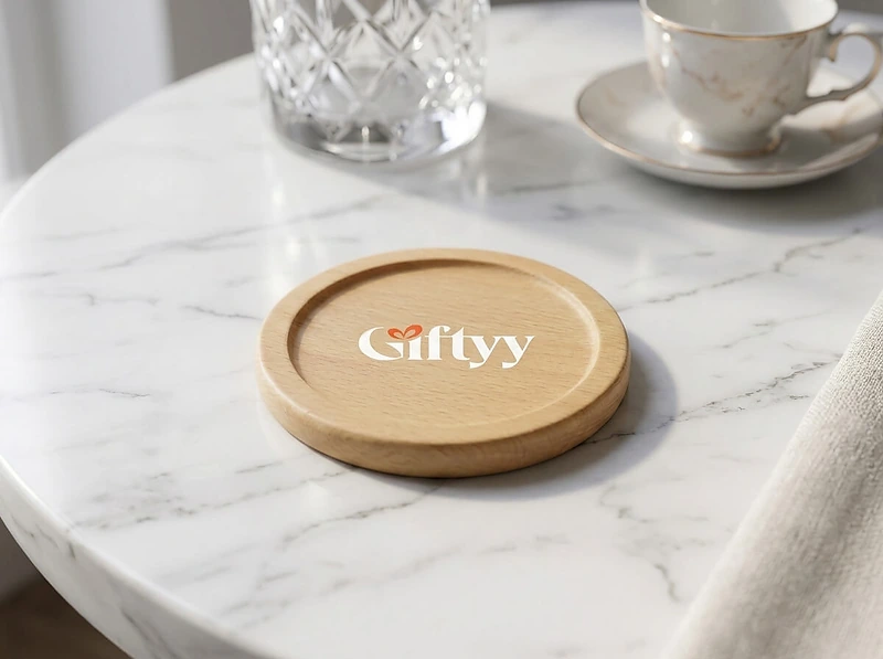 Wood Coasters Set with Holder