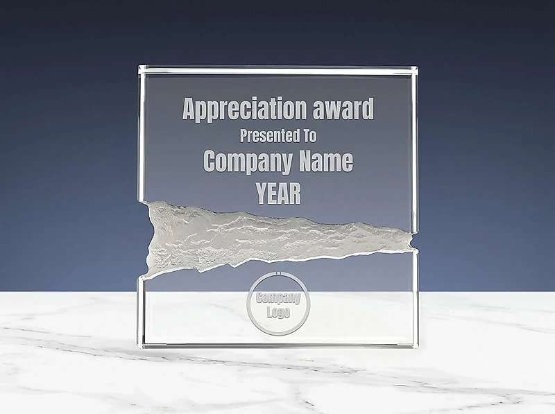 Square Crystal Awards in Fiber Hardboard Box