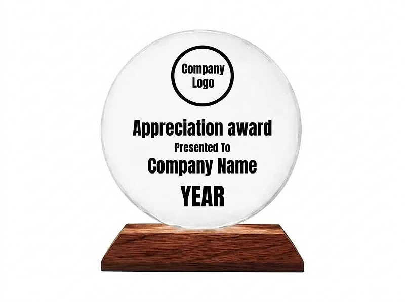 Glass memento with a wood base