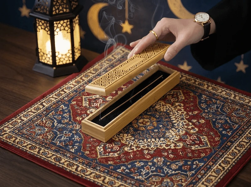 Bakhoor Burner with Bamboo Storage Box