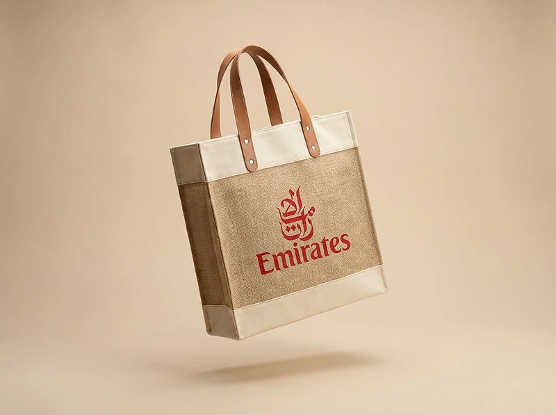 Natural Juco Tote Bag with PU Leather Accent