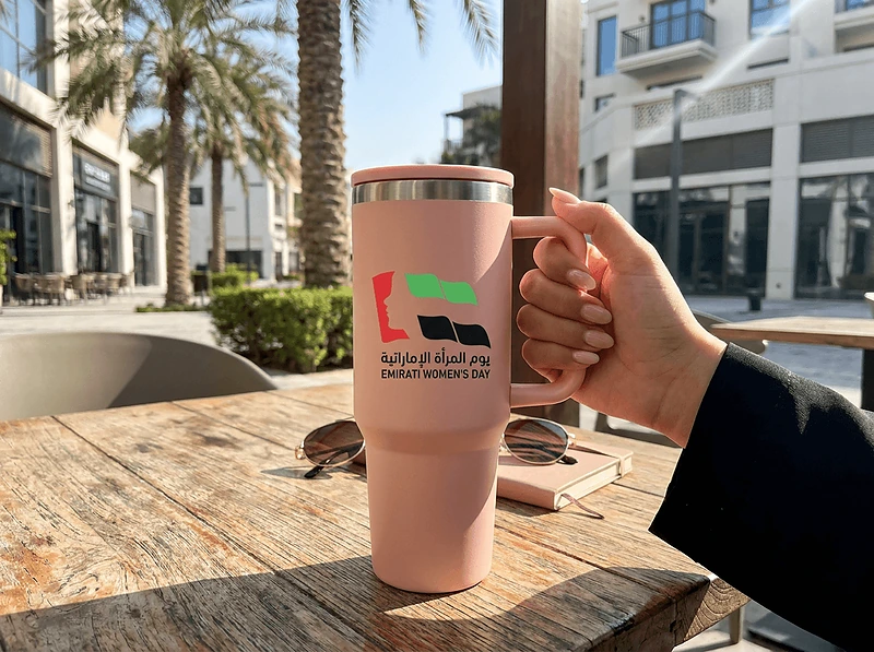 Double Walled Tumbler With Handle & Flip Straw in UAE