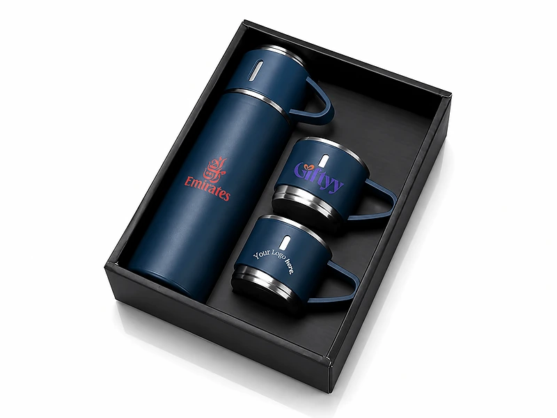 Family Set of Vacuum Flask & Two Cups