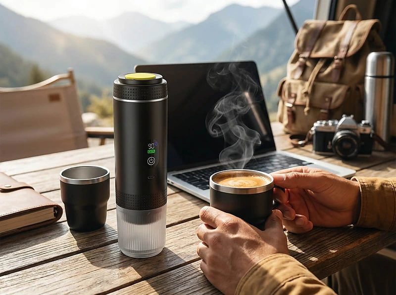 Compact 3-in-1 Coffee Maker with Battery Power
