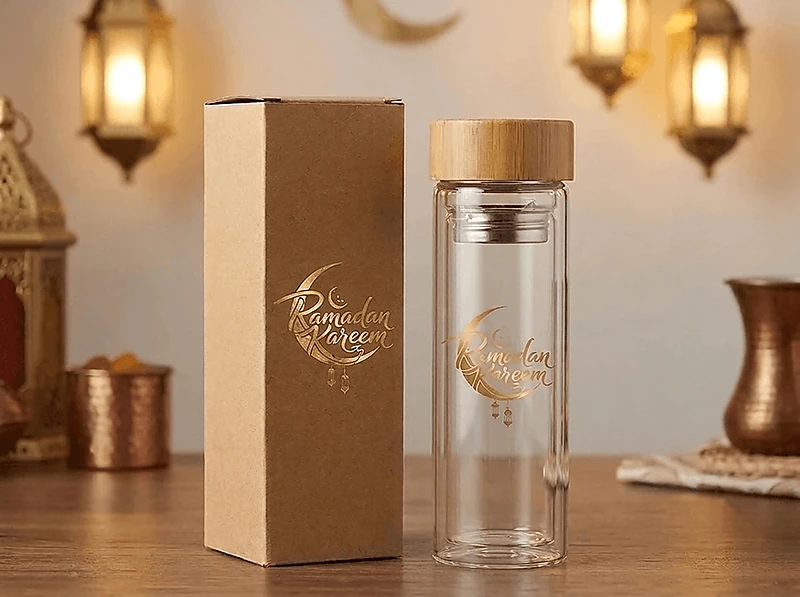 Double-Wall Glass Bottle with Bamboo Lid & Tea Infuser