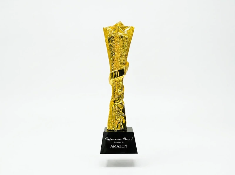 Award Trophy Star slanted full gold with black base