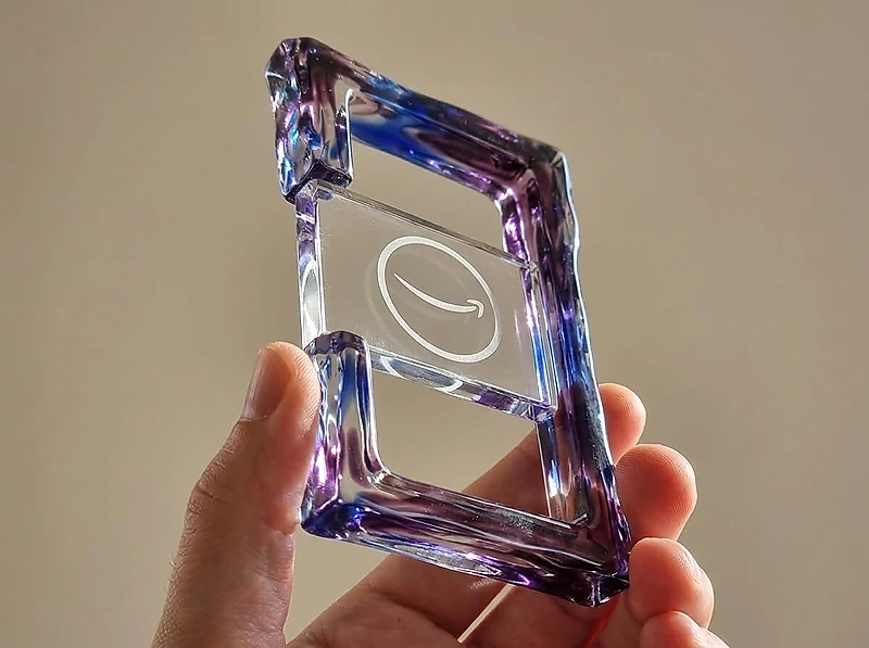 Amethyst Color Crystal Awards in Black Presentation Box
