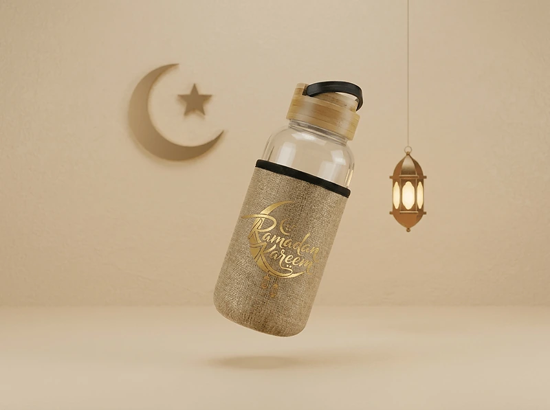 Glass Bottle with Bamboo Lid & Eco-Friendly Sleeve – 1000 ml
