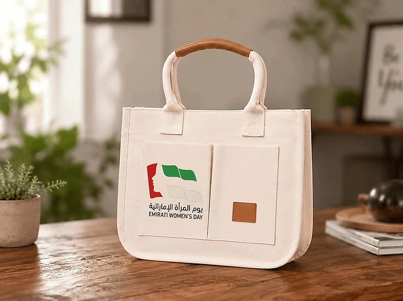 Laminated Canvas Tote with Leather Handles in UAE