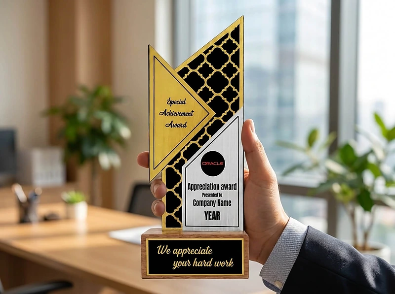 Silver and gold foil trophy