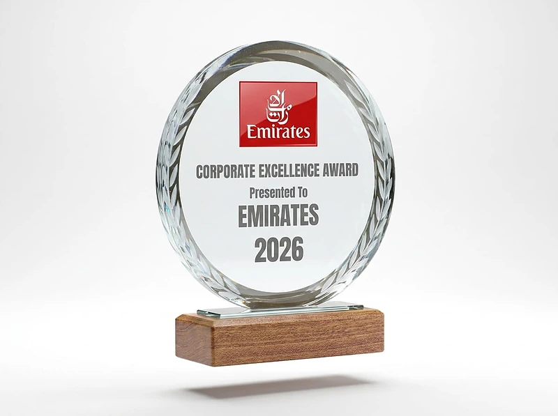 Crystal Trophy With Wooden Base RD