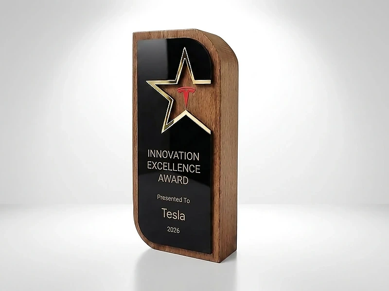 Wooden Trophy adorned with a golden star