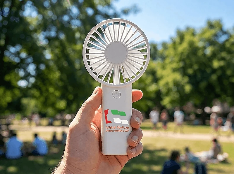 Rechargeable Handheld Fan with Foldable Desk Stand in UAE