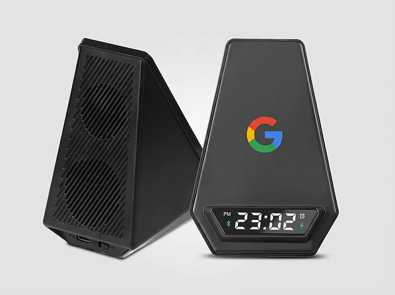 Wireless Charger BT Speaker with Clock & Light-up Logo