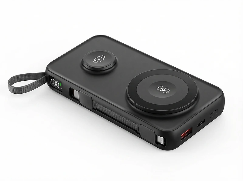 10,000mAh Universal Wireless Powerbank with Inbuilt Cables