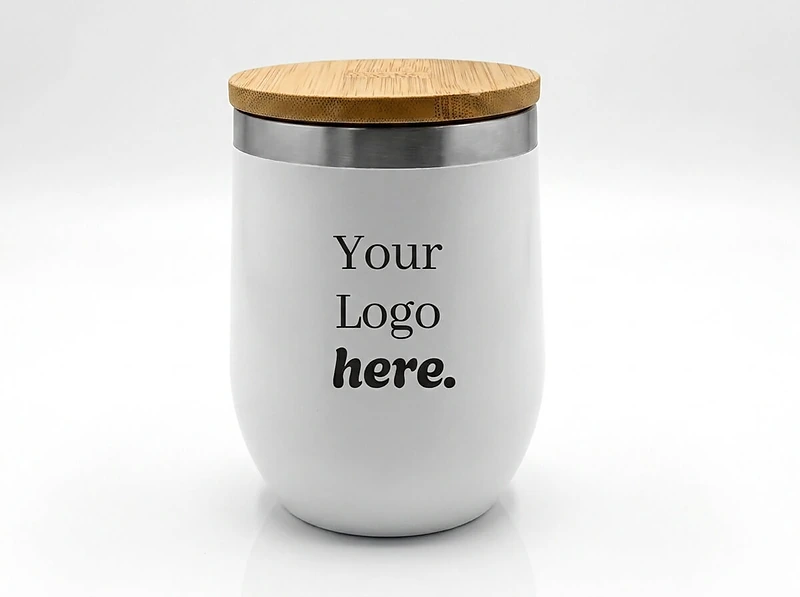 Stainless steel double wall cup with bamboo lid