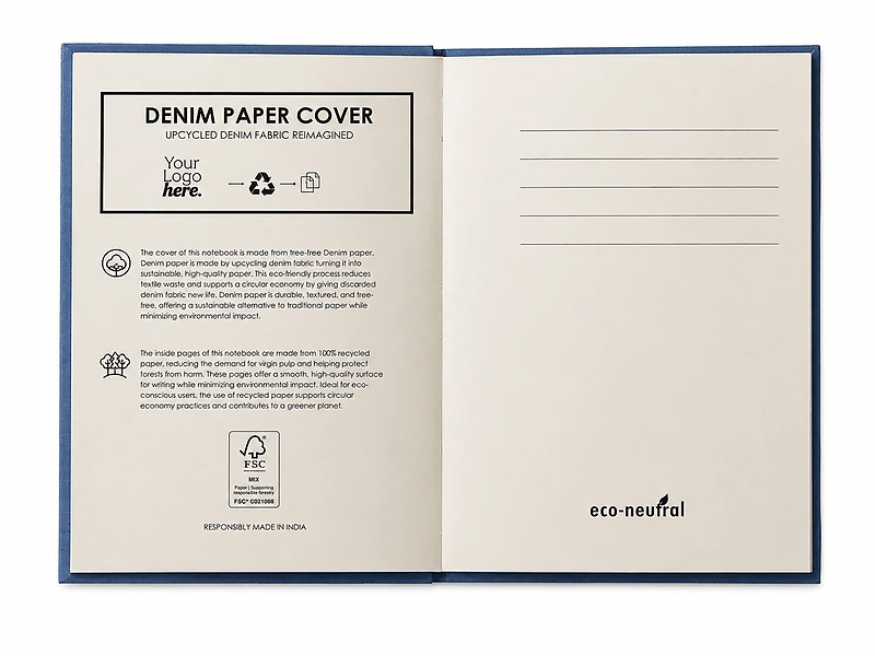 Eco-neutral Denim Paper Cover A5 Notebook