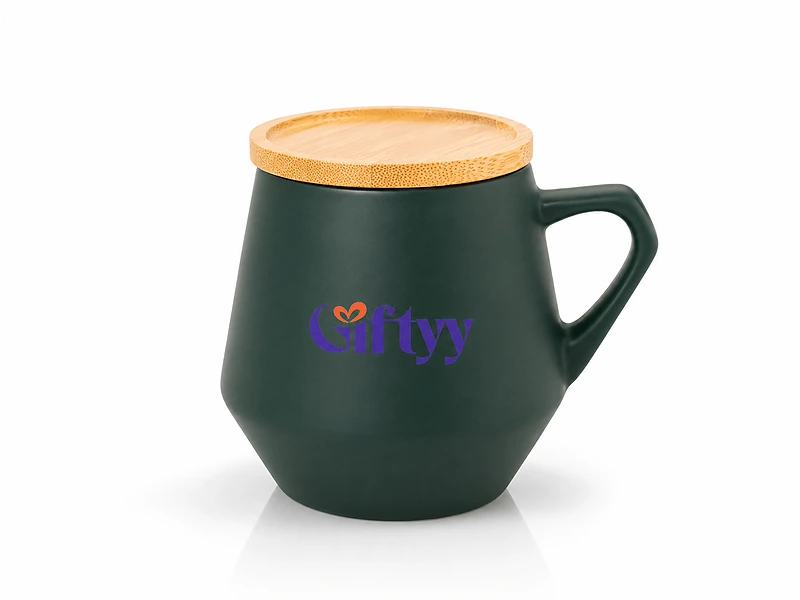 Eco-neutral Ceramic Mug with Bamboo Lid