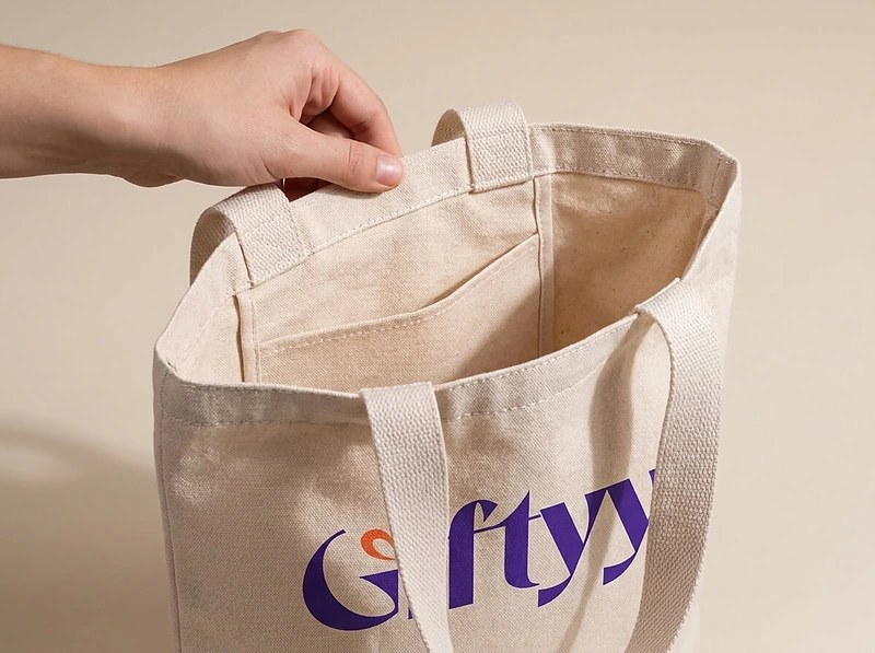 Natural Fabric Tote Bag with Inside Pocket