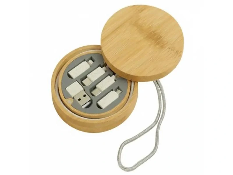 Bamboo Charging cable set Round