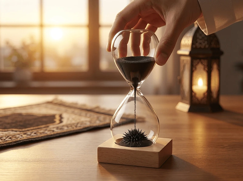 Magnetic Sand Timer with Wooden Base